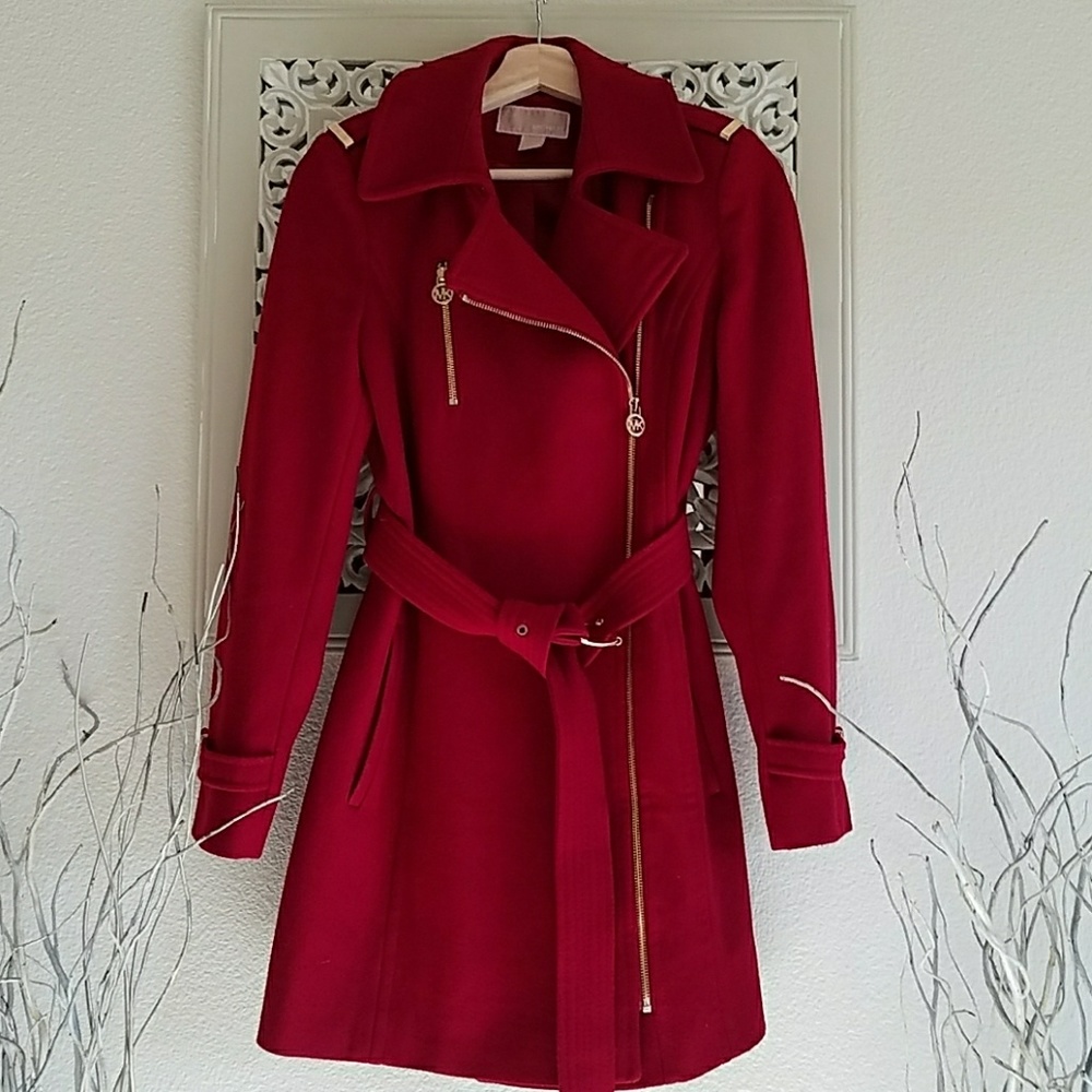 HOST PICK🙌❤Michael Kors Red Zipper Pea Coat